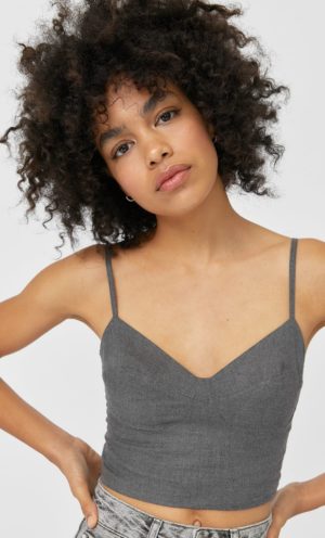 Junesixtyfive Fashion Blog Mode Tendance Automne Hiver 2020 Selection Stradivarius Crop Top Balconnet Gris Anthracite