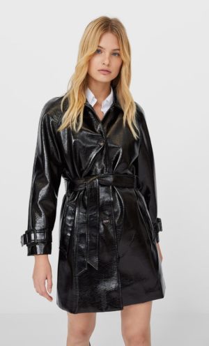 Junesixtyfive Fashion Blog Mode Tendance Automne Hiver 2020 Selection Stradivarius Trench Vernis Noir